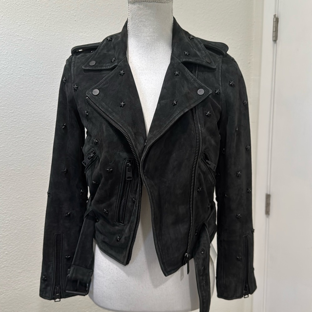 All Saints Black Studded Leather Jacket